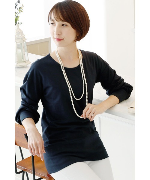 ElegChic（エレグシック）の「ワイドリブカットソー（Tシャツ/カットソー・レディース・ネイビー/グレー/オフホワイト・4L/M/L/XXL/XL）」の8枚目の写真