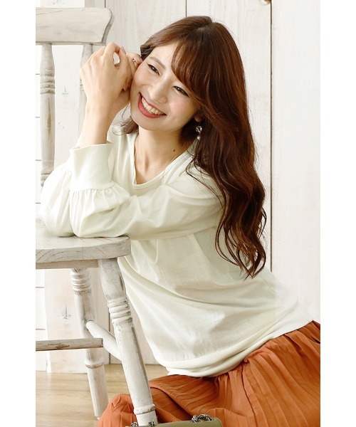 ElegChic（エレグシック）の「ワイドリブカットソー（Tシャツ/カットソー・レディース・ネイビー/グレー/オフホワイト・4L/M/L/XXL/XL）」の12枚目の写真