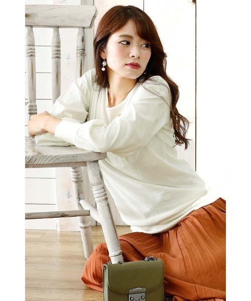 ElegChic（エレグシック）の「ワイドリブカットソー（Tシャツ/カットソー・レディース・ネイビー/グレー/オフホワイト・4L/M/L/XXL/XL）」の13枚目の写真