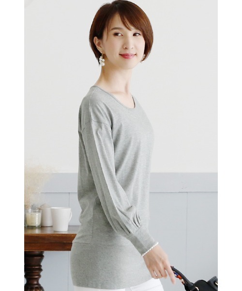ElegChic（エレグシック）の「ワイドリブカットソー（Tシャツ/カットソー・レディース・ネイビー/グレー/オフホワイト・4L/M/L/XXL/XL）」の15枚目の写真