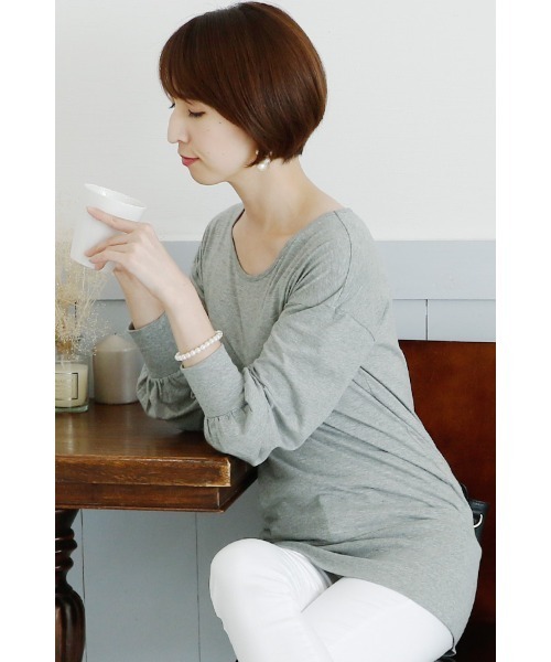 ElegChic（エレグシック）の「ワイドリブカットソー（Tシャツ/カットソー・レディース・ネイビー/グレー/オフホワイト・4L/M/L/XXL/XL）」の17枚目の写真