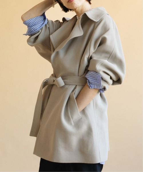 IENA（イエナ）の「アセテートコットンショートコート◆（その他アウター・レディース・チャコールグレー/ベージュ/アイボリー・38/36/34）」の11枚目の写真