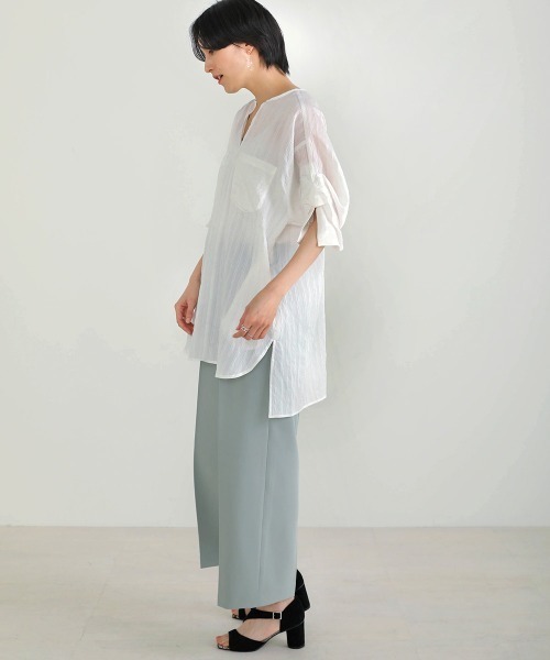 Bou Jeloud（ブージュルード）の「シアーストライプシャツチュニック（シャツ/ブラウス・レディース・ブルー/ブラック/ホワイト・38）」の5枚目の写真