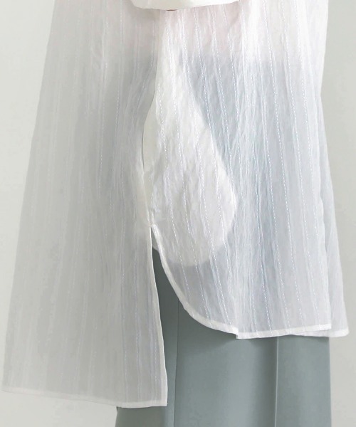 Bou Jeloud（ブージュルード）の「シアーストライプシャツチュニック（シャツ/ブラウス・レディース・ブルー/ブラック/ホワイト・38）」の8枚目の写真