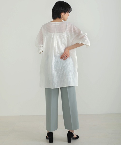 Bou Jeloud（ブージュルード）の「シアーストライプシャツチュニック（シャツ/ブラウス・レディース・ブルー/ブラック/ホワイト・38）」の9枚目の写真