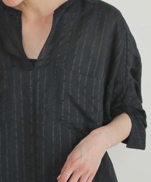 Bou Jeloud（ブージュルード）の「シアーストライプシャツチュニック（シャツ/ブラウス・レディース・ブルー/ブラック/ホワイト・38）」の12枚目の写真