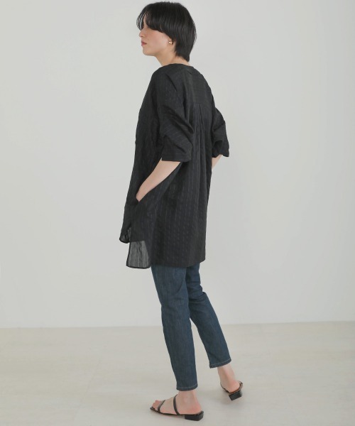 Bou Jeloud（ブージュルード）の「シアーストライプシャツチュニック（シャツ/ブラウス・レディース・ブルー/ブラック/ホワイト・38）」の14枚目の写真