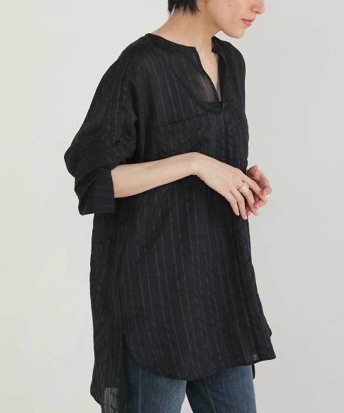 Bou Jeloud（ブージュルード）の「シアーストライプシャツチュニック（シャツ/ブラウス・レディース・ブルー/ブラック/ホワイト・38）」の18枚目の写真