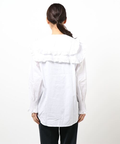 BLUEEAST（ブルーイースト）の「ダブルフリルデザインブラウス（シャツ/ブラウス・レディース・ホワイト/ブラック/サックスブルー/ピンク・MEDIUM）」の6枚目の写真