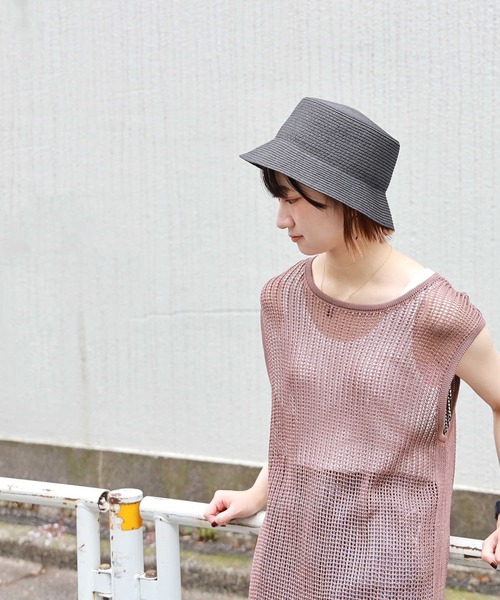 RAG MACHINE(ラグマシーン)の「【RAG MACHINE】ペーパーブレードバケット(ハット・レディース・ブラック/ベージュ・フリー)」の4枚目の写真