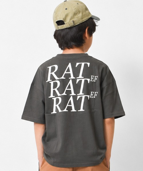 RAT EFFECT(ラットエフェクト)の「バックビッグロゴTシャツ(Tシャツ/カットソー・キッズ・チャコールグレー/ブラック/ベージュ/ライトグレー/パープル・140/120/150/130/160)」の1枚目の写真