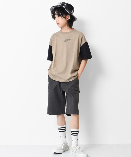 RAT EFFECT(ラットエフェクト)の「バックビッグロゴTシャツ(Tシャツ/カットソー・キッズ・チャコールグレー/ブラック/ベージュ/ライトグレー/パープル・140/120/150/130/160)」の20枚目の写真