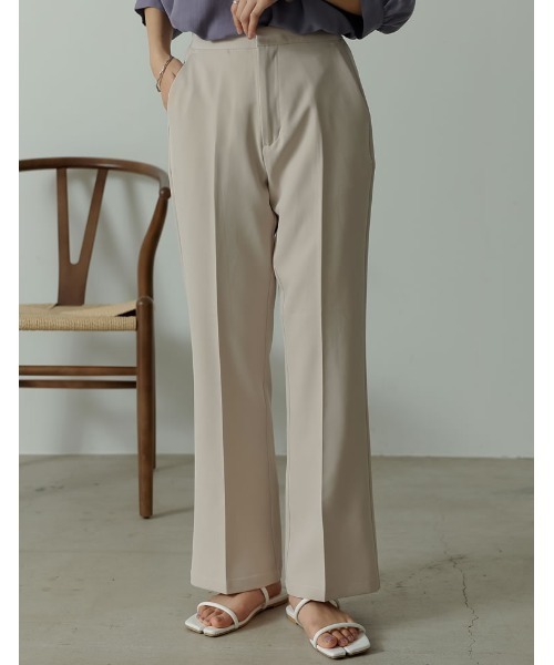 Re:EDIT（リエディ）の「リサイクルカットツイルセミフレアスラックスパンツ（スラックス・レディース・ブラック/アイボリー/オレンジ/ベージュ・SMALL/MEDIUM/LARGE/SHORT/TALL）」の2枚目の写真