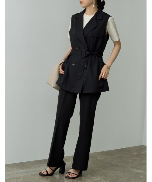 Re:EDIT（リエディ）の「リサイクルカットツイルセミフレアスラックスパンツ（スラックス・レディース・ブラック/アイボリー/オレンジ/ベージュ・SMALL/MEDIUM/LARGE/SHORT/TALL）」の17枚目の写真