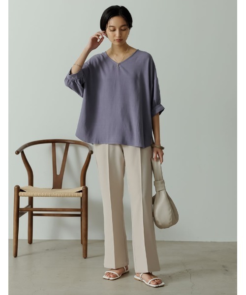 Re:EDIT（リエディ）の「リサイクルカットツイルセミフレアスラックスパンツ（スラックス・レディース・ブラック/アイボリー/オレンジ/ベージュ・SMALL/MEDIUM/LARGE/SHORT/TALL）」の15枚目の写真