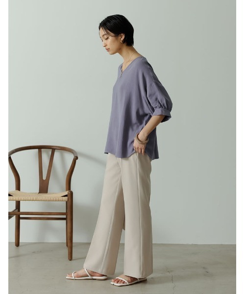 Re:EDIT（リエディ）の「リサイクルカットツイルセミフレアスラックスパンツ（スラックス・レディース・ブラック/アイボリー/オレンジ/ベージュ・SMALL/MEDIUM/LARGE/SHORT/TALL）」の5枚目の写真