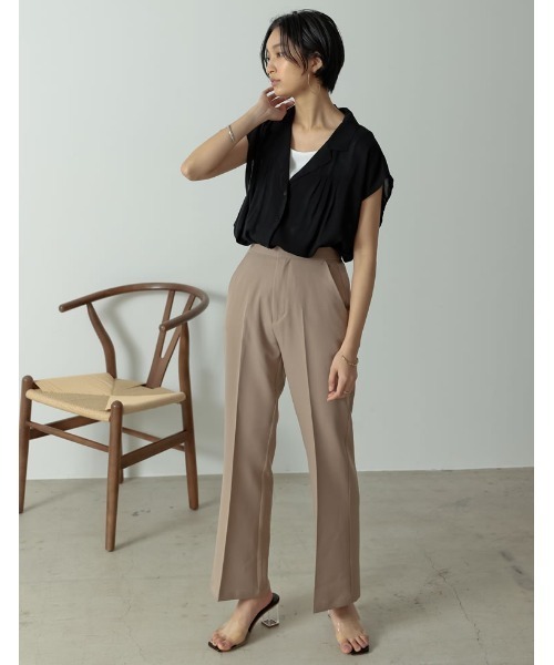 Re:EDIT（リエディ）の「リサイクルカットツイルセミフレアスラックスパンツ（スラックス・レディース・ブラック/アイボリー/オレンジ/ベージュ・SMALL/MEDIUM/LARGE/SHORT/TALL）」の9枚目の写真