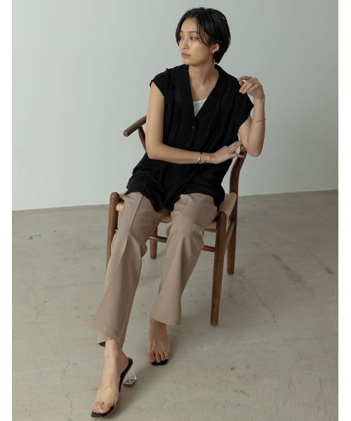 Re:EDIT（リエディ）の「リサイクルカットツイルセミフレアスラックスパンツ（スラックス・レディース・ブラック/アイボリー/オレンジ/ベージュ・SMALL/MEDIUM/LARGE/SHORT/TALL）」の18枚目の写真