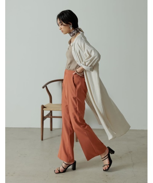 Re:EDIT（リエディ）の「リサイクルカットツイルセミフレアスラックスパンツ（スラックス・レディース・ブラック/アイボリー/オレンジ/ベージュ・SMALL/MEDIUM/LARGE/SHORT/TALL）」の16枚目の写真