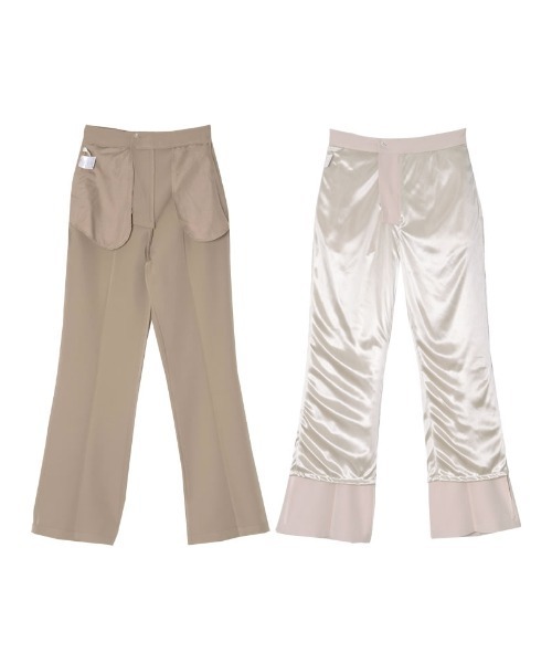 Re:EDIT（リエディ）の「リサイクルカットツイルセミフレアスラックスパンツ（スラックス・レディース・ブラック/アイボリー/オレンジ/ベージュ・SMALL/MEDIUM/LARGE/SHORT/TALL）」の12枚目の写真