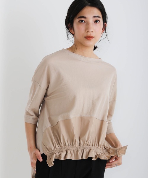 Bou Jeloud(ブージュルード)の「裾切替TOPS(Tシャツ/カットソー・レディース・オフホワイト/ブラック/カーキ/ベージュ・FREE)」の2枚目の写真