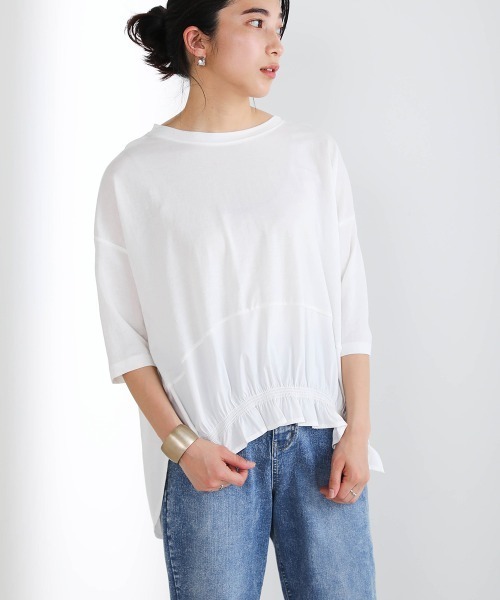 Bou Jeloud(ブージュルード)の「裾切替TOPS(Tシャツ/カットソー・レディース・オフホワイト/ブラック/カーキ/ベージュ・FREE)」の20枚目の写真
