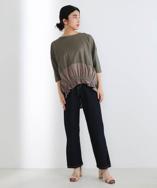 Bou Jeloud(ブージュルード)の「裾切替TOPS(Tシャツ/カットソー・レディース・オフホワイト/ブラック/カーキ/ベージュ・FREE)」の9枚目の写真