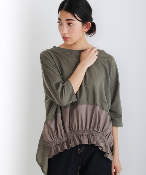 Bou Jeloud(ブージュルード)の「裾切替TOPS(Tシャツ/カットソー・レディース・オフホワイト/ブラック/カーキ/ベージュ・FREE)」の12枚目の写真