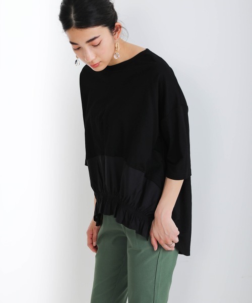 Bou Jeloud(ブージュルード)の「裾切替TOPS(Tシャツ/カットソー・レディース・オフホワイト/ブラック/カーキ/ベージュ・FREE)」の7枚目の写真