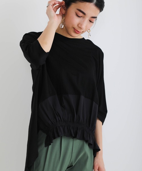 Bou Jeloud(ブージュルード)の「裾切替TOPS(Tシャツ/カットソー・レディース・オフホワイト/ブラック/カーキ/ベージュ・FREE)」の13枚目の写真