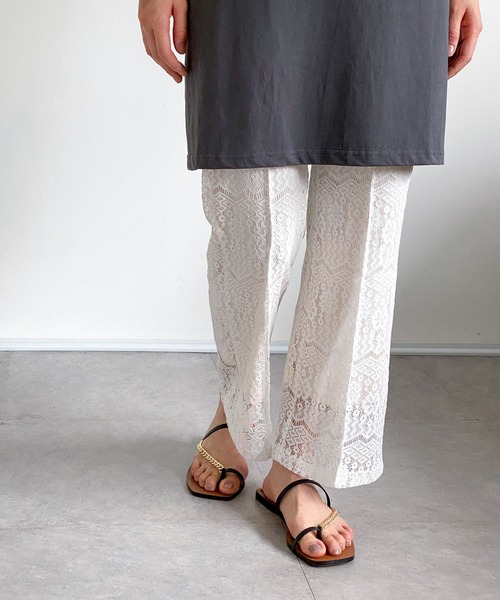 ottilie（オティーリエ）の「レースセミフレアーパンツ（その他パンツ・レディース・ブラック/オフホワイト・FREE）」の6枚目の写真
