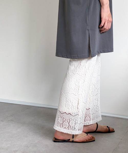 ottilie（オティーリエ）の「レースセミフレアーパンツ（その他パンツ・レディース・ブラック/オフホワイト・FREE）」の7枚目の写真