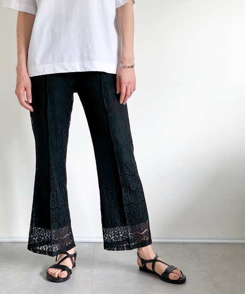 ottilie（オティーリエ）の「レースセミフレアーパンツ（その他パンツ・レディース・ブラック/オフホワイト・FREE）」の8枚目の写真
