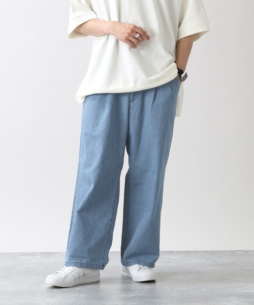 RAGEBLUE（レイジブルー）の「＜USAコットン使用＞綿麻デニムルーズワイドパンツ/950021（デニムパンツ・メンズ・ブラック/ネイビー/ライトブルー・MEDIUM/LARGE）」の10枚目の写真