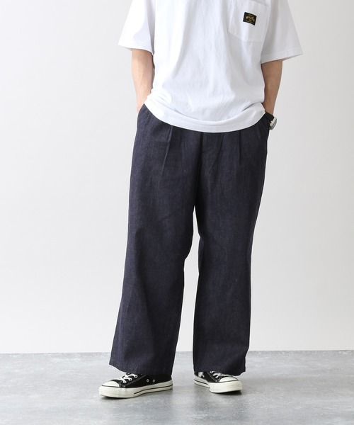 RAGEBLUE（レイジブルー）の「＜USAコットン使用＞綿麻デニムルーズワイドパンツ/950021（デニムパンツ・メンズ・ブラック/ネイビー/ライトブルー・MEDIUM/LARGE）」の14枚目の写真