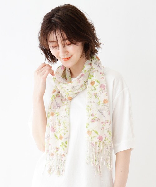 DRESKIP（ドレスキップ）の「◆エレガンスボタニカルストール（ストール/ショール・レディース・アイボリー系/ピンク系5/グレー系・00）」の4枚目の写真