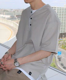 GLOSTER | AIR TROUGH HENRY TEE ヘンリーネックTシャツ(Tシャツ/カットソー)