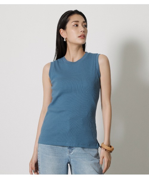 AZUL by moussy（アズールバイマウジー）の「COTTON USA TANKTOP/コットンUSAタンクトップ（タンクトップ・レディース・イエロー/オフホワイト/ブラック/ダークブルー/ダークブラウン・MEDIUM/SMALL）」の5枚目の写真
