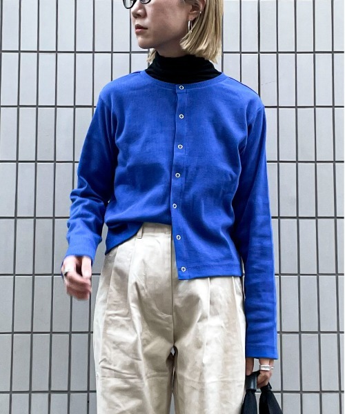 スナップボタンリブカットカーディガン
