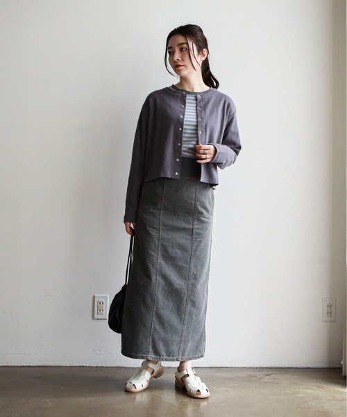 スナップボタンリブカットカーディガン
