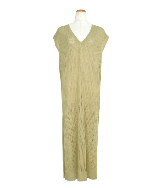 ＡＮＤＪ（アンドジェイ）の「リネンタッチ透かし編みノースリーブニットベストワンピース（ワンピース・レディース・オフホワイト/ライム/ブルー/モカ・M）」の14枚目の写真