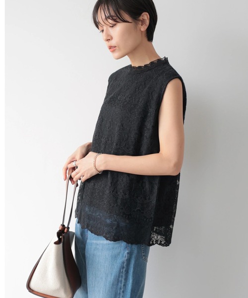 AMERICAN HOLIC(アメリカンホリック)の「レースノースリーブプルオーバー(Tシャツ/カットソー・レディース・アイボリー/ブラック・M/L)」の2枚目の写真