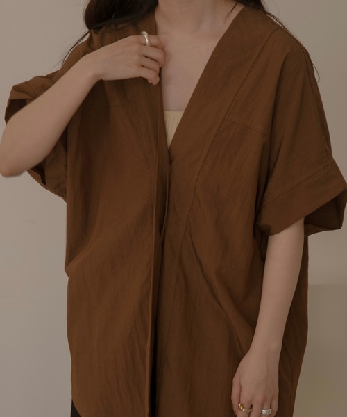 lawgy(ラウジー)の「V stitch blouse(シャツ/ブラウス・レディース・ホワイト/ブラウン・FREE)」の10枚目の写真
