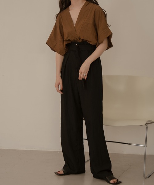 lawgy(ラウジー)の「V stitch blouse(シャツ/ブラウス・レディース・ホワイト/ブラウン・FREE)」の5枚目の写真