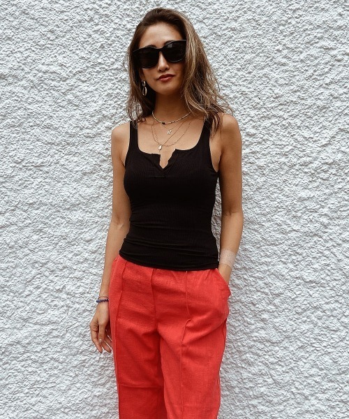 esutoreja（エストレジャ）の「フロントデザインタンクトップ（タンクトップ・レディース・ブラック/ブラウン/ホワイト/パープル・FREE）」の3枚目の写真