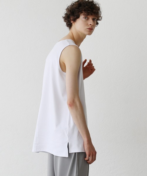 LILL（リル）の「サイドスリットレイヤードタンクトップ -ボックスカット-（タンクトップ・メンズ・ホワイト/ライトグレー・S/XL/L/M）」の5枚目の写真