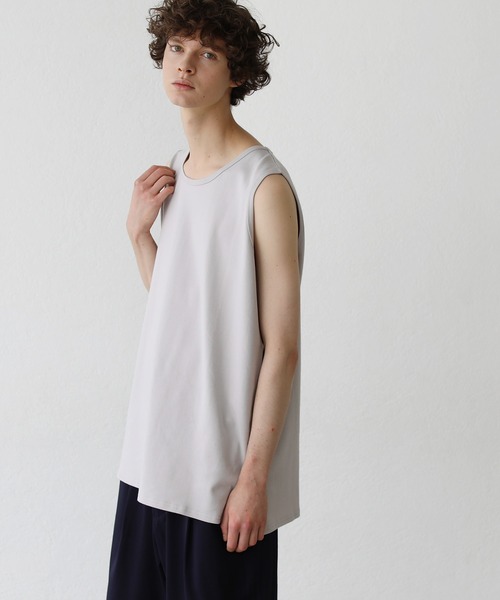 LILL（リル）の「サイドスリットレイヤードタンクトップ -ボックスカット-（タンクトップ・メンズ・ホワイト/ライトグレー・S/XL/L/M）」の9枚目の写真