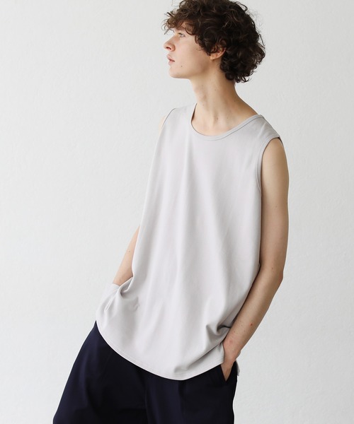 LILL（リル）の「サイドスリットレイヤードタンクトップ -ボックスカット-（タンクトップ・メンズ・ホワイト/ライトグレー・S/XL/L/M）」の10枚目の写真