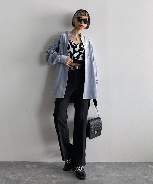 PAGEBOY(ページボーイ)の「シルキーベルベットシャツ(シャツ/ブラウス・レディース・ブラック/アイボリー/ブルー系その他/グレイッシュベージュ/ブルー系その他2・FREE)」の19枚目の写真