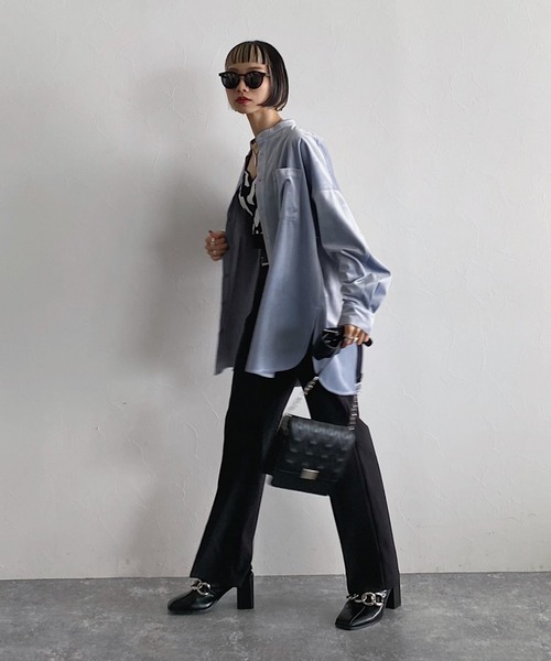 PAGEBOY(ページボーイ)の「シルキーベルベットシャツ(シャツ/ブラウス・レディース・ブラック/アイボリー/ブルー系その他/グレイッシュベージュ/ブルー系その他2・FREE)」の16枚目の写真